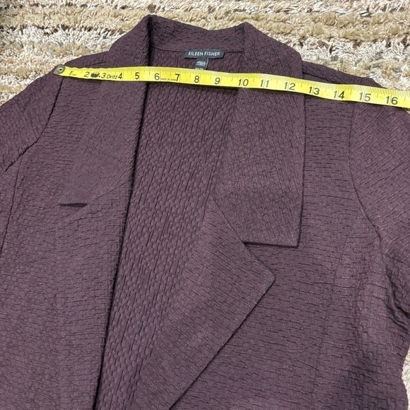 EILEEN FISHER XS Textured Jacket Blazer Oversized Open-Front Purple - Picture 13 of 13